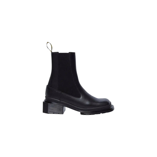 Bottines Chelsea Dr Martens pour femme en cuir noir, avec empiècements élastiques latéraux et talon bloc épais, vues de l'arrière