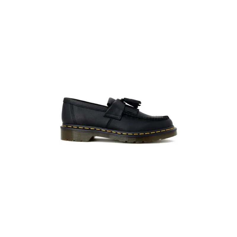 Dr. Martens womens black leather tassel loafer with yellow stitching