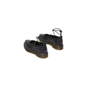 Dr martens women black leather lace-up mary jane shoes with brown rubber sole and yellow stitching