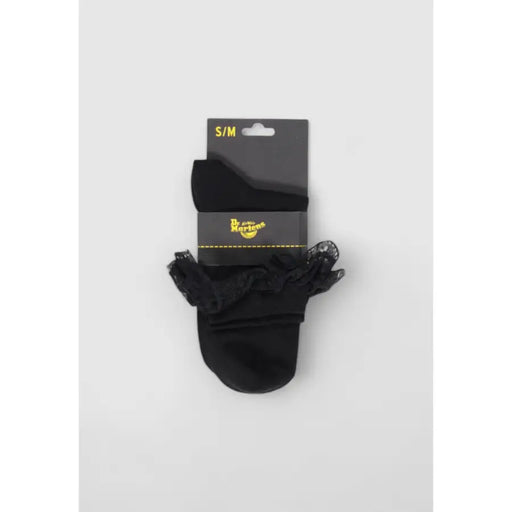 Black lace-trimmed ankle socks made from cotton blend featured with dr martens women black plain underwear