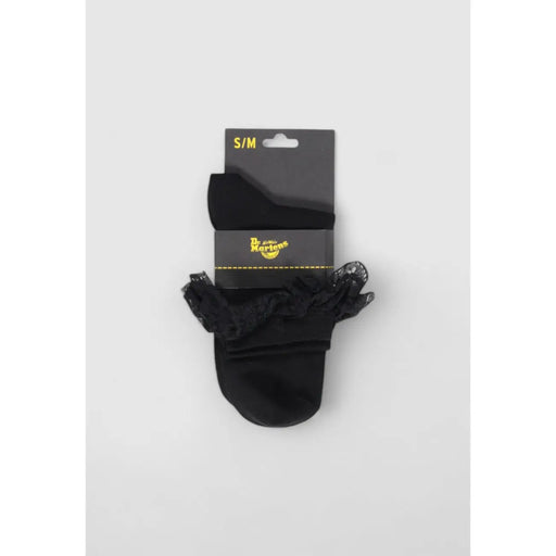 Black lace-trimmed ankle socks made from cotton blend featured with dr martens women black plain underwear