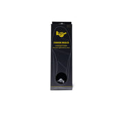Black dr martens women polyester shoes showing the back side with key durable features in black color