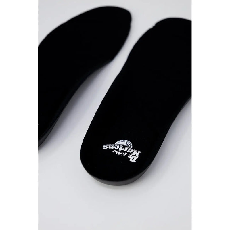 Dr Martens women black polyester shoes showing the back side with durable material and classic design