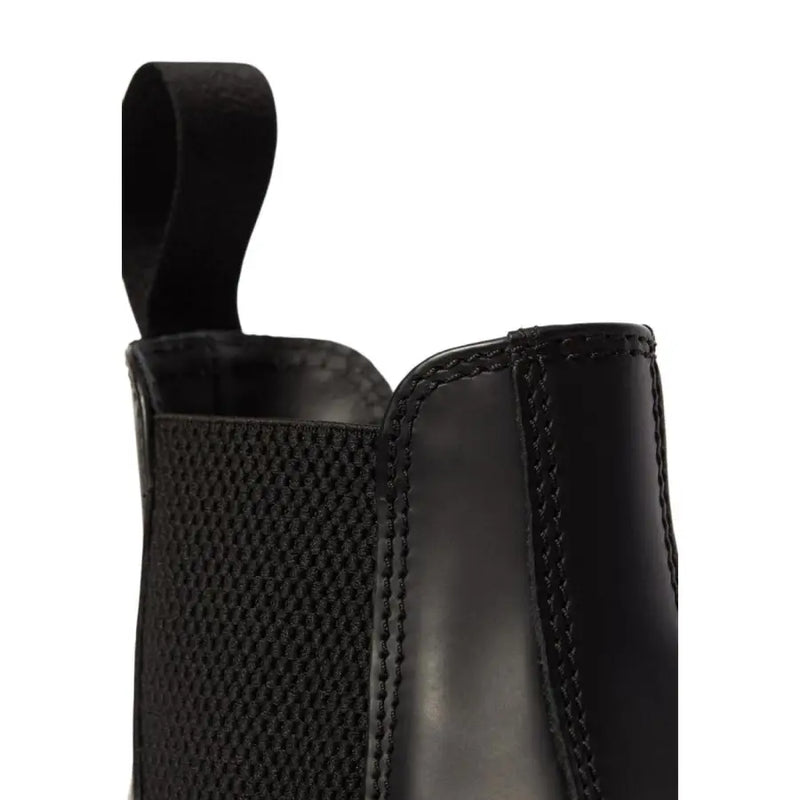 Dr Martens women’s black leather Chelsea boot with smooth leather upper mesh side panel and stitched detailing