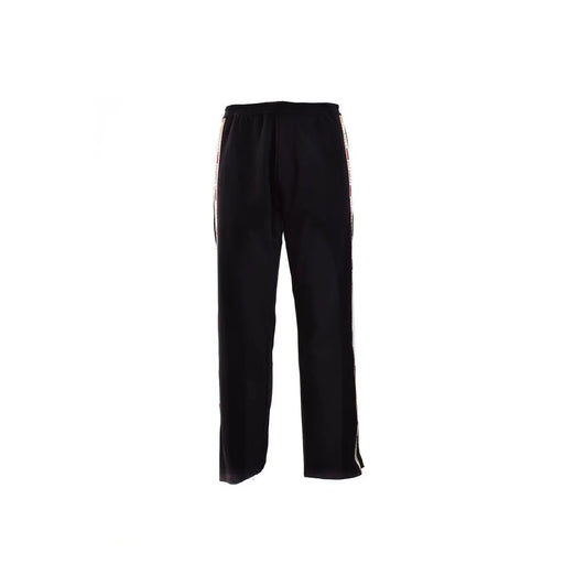 Dsquared Pantalon de sport pour homme en mélange de coton noir avec empiècements latéraux rayés blancs et rouges