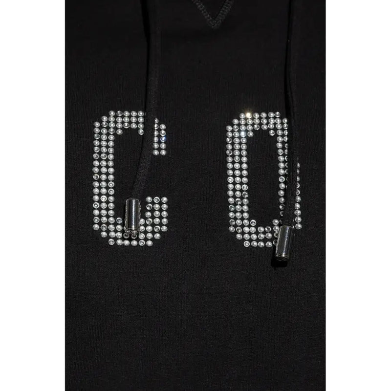 Noir Dsquared Sweat à capuche en coton pour homme, col rond, orné du logo « co » décoré de strass scintillants.