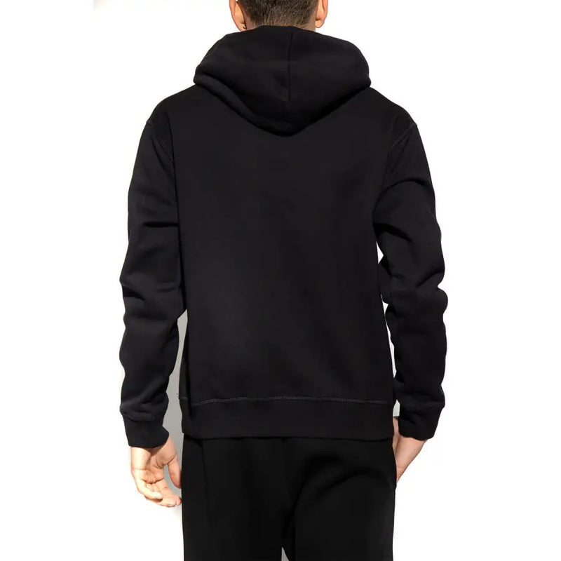 Dsquared Sweat à capuche noir pour homme en coton doux et lisse, col rond, finitions discrètes.
