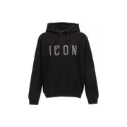 Dsquared Sweat à capuche noir en coton pour homme avec sequins blancs icon imprimé lettrage et col rond