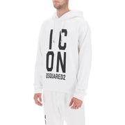 Sweat à capuche blanc en coton Dsquared2 avec un motif noir audacieux icon lettrage et logo de la marque sur le devant
