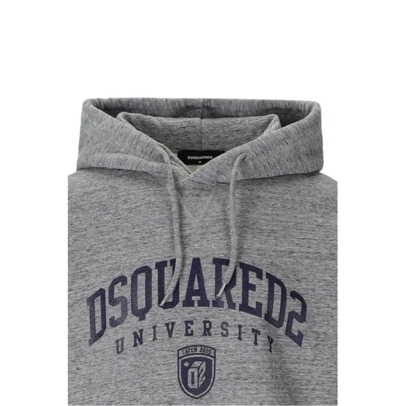 Dsquared Sweat à capuche gris chiné pour homme avec logo et emblème universitaire bleu marine dsquared2 sur le devant