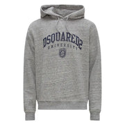 Sweat à capuche Dsquared2 en coton gris chiné avec logo et écusson Dsquared2 University bleu marine sur le devant