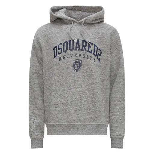Sweat à capuche Dsquared2 en coton gris chiné avec logo et écusson Dsquared2 University bleu marine sur le devant