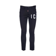 Noir slim fit Dsquared Jean homme avec inscription blanche audacieuse et étiquette rouge à la taille, idéal pour l'automne et l'hiver (B44373)
