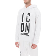Dsquared Sweat-shirt à capuche en coton blanc pour homme avec des détails noirs audacieux icon lettrage et logo de la marque sur le devant