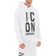 Dsquared Sweat-shirt à capuche en coton blanc pour homme avec des détails noirs audacieux icon imprimé sur la poitrine