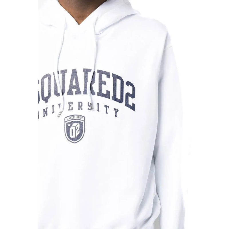 Dsquared Sweat-shirt à capuche en coton blanc pour homme avec logo Squared2 University Arch et emblème en forme de bouclier gris foncé