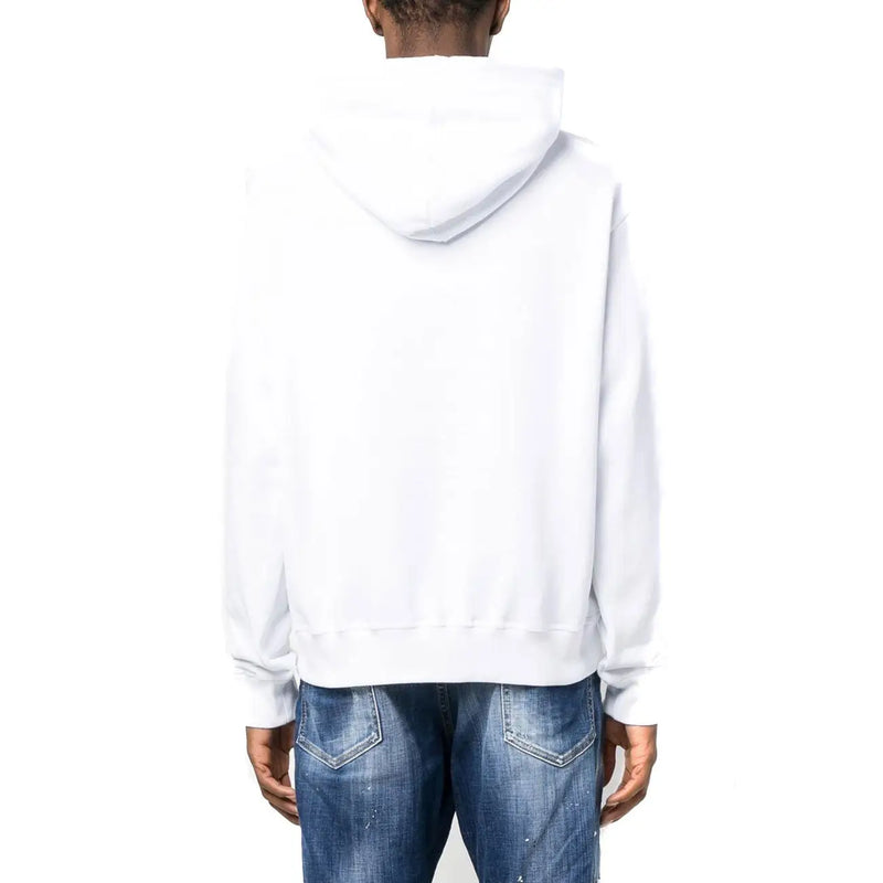 Dsquared Sweat-shirt à capuche blanc en coton pour homme, doté d'un design minimaliste épuré et d'un tissu doux pour une tenue décontractée.
