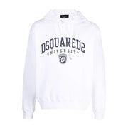 Dsquared Sweat-shirt à capuche en coton blanc pour homme avec logo dsquared2 University Arch bleu marine et emblème en forme de bouclier