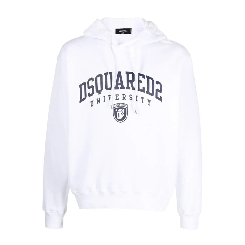 Dsquared Sweat-shirt à capuche en coton blanc pour homme avec logo dsquared2 University Arch bleu marine et emblème en forme de bouclier