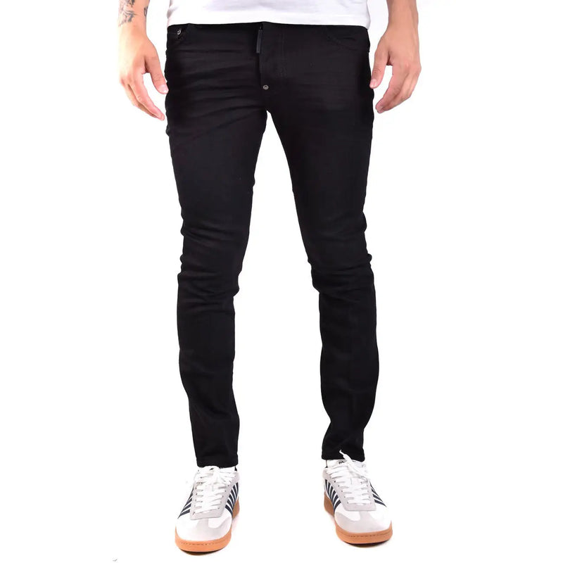 Jean Dsquared2 noir pour homme, coupe slim et surpiqûres discrètes, vue de face