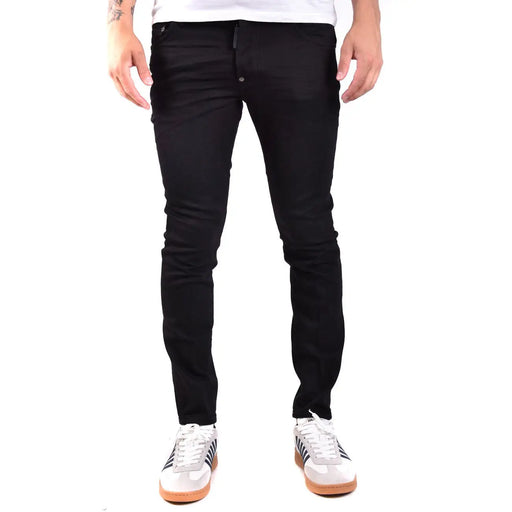 Jean Dsquared2 noir pour homme, coupe slim et surpiqûres discrètes, vue de face