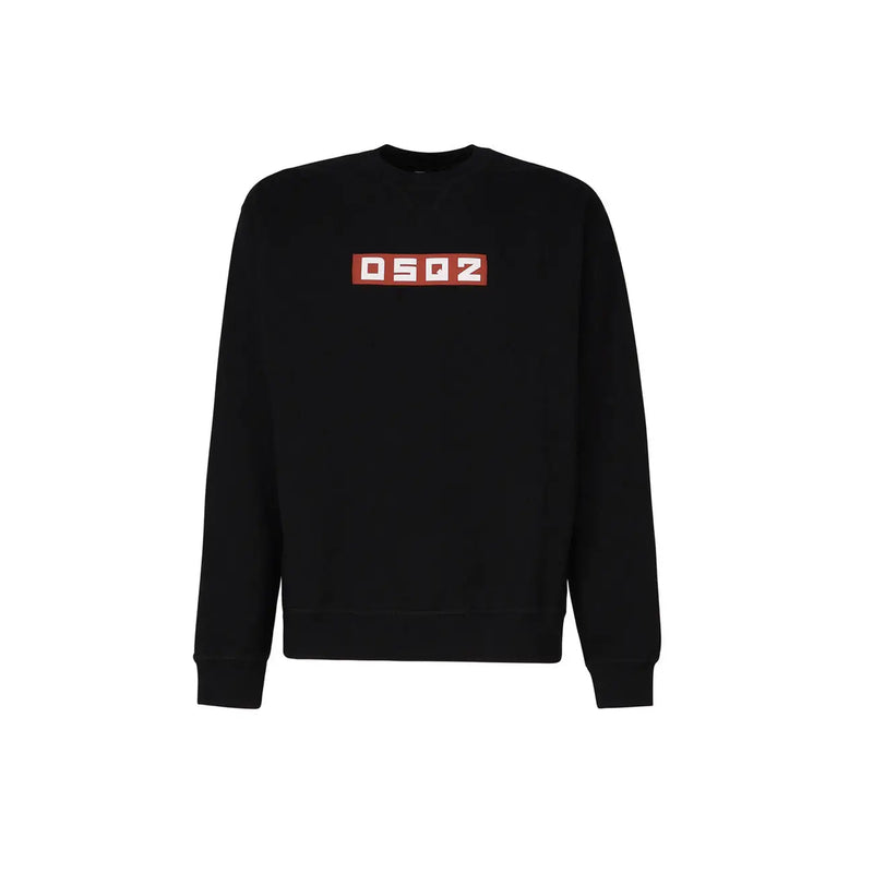 Sweat-shirt Dsquared2 pour homme, noir, en coton, col rond, avec logo rouge et inscription DSQ blanche sur la poitrine