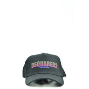 Casquette de baseball Dsquared2 pour homme, en coton noir vieilli, avec logo dégradé rose et violet sur le devant