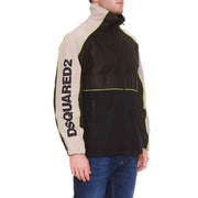 Dsquared2 men black and beige windbreaker with neon yellow trim featured in spring summer collection