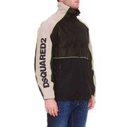 Dsquared2 men black and beige windbreaker with neon yellow trim featured in spring summer collection