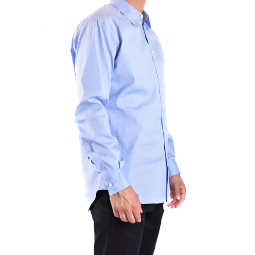 Chemise Dsquared2 pour homme, bleu coton, manches longues, col et poignets classiques, coupe classique