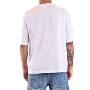 T-shirt Dsquared2 pour homme, blanc, col rond et manches courtes, en coton respirant.