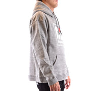 Sweat à capuche Dsquared2 pour homme, en coton gris chiné, avec logo blanc et rouge sur la poitrine.