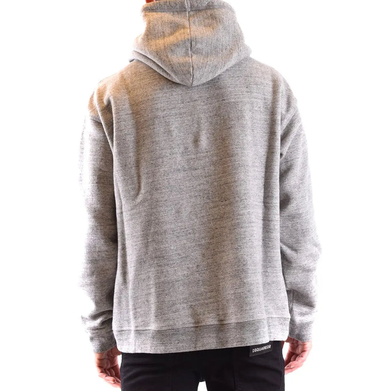 Sweat à capuche gris chiné pour homme Dsquared2, coupe décontractée et poignets côtelés.