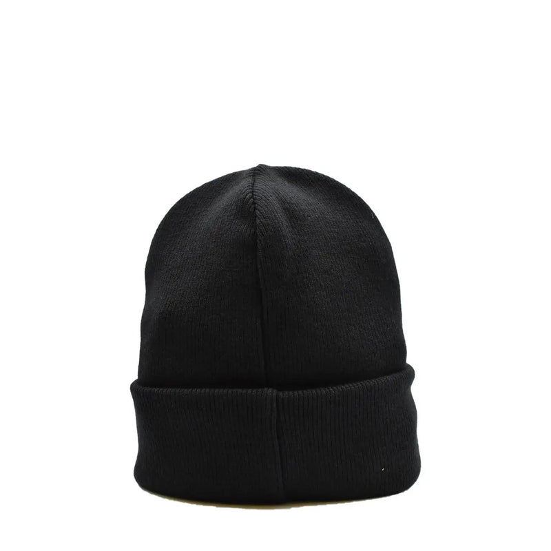 Bonnet noir en laine tricotée pour homme dsquared2, avec revers et logo imprimé, idéal pour l'automne et l'hiver.
