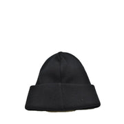 Bonnet Dsquared2 pour homme, en laine noire côtelée, avec revers et logo imprimé, idéal pour l'automne et l'hiver.