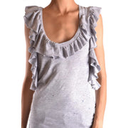 Débardeur Dsquared2 pour femmes top Débardeur gris en coton élasthanne sans manches, à texture volantée et encolure ronde