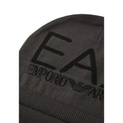 Bonnet Emporio Armani ea7 pour homme en maille gris foncé avec logo brodé noir, vue de face