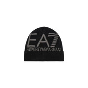 Ea7 Bonnet noir en maille pour homme avec logo Emporio Armani EA7 gris (vue de face)