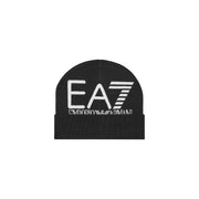 Bonnet Emporio Armani EA7 pour homme, noir, avec logo blanc et broderie Emporio Armani, vue de face