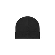 Bonnet EA7 pour homme, en maille côtelée noire avec revers, vue de face