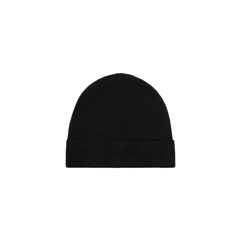 Bonnet EA7 pour homme, en maille côtelée noire avec revers, vue de face