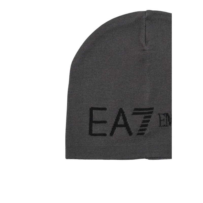 Casquette EA7 pour homme en maille gris foncé avec logo brodé noir (vue de face)