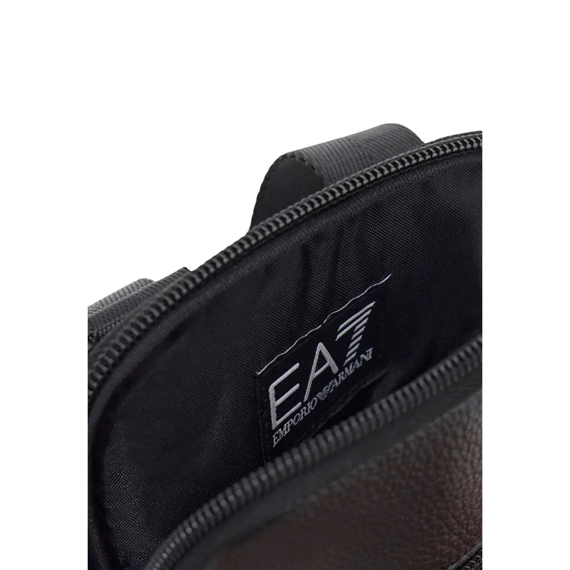 Ea7 Sac bandoulière Emporio Armani pour femme en cuir noir texturé avec détails zippés, vue de face