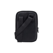 Ea7 Sac bandoulière pour femme en matière texturée noire avec bandoulière ajustable assortie, vue de face