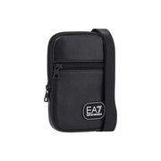 Ea7 Sac bandoulière pour femme en cuir noir texturé avec logo blanc et bandoulière réglable (vue de face)