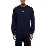 Navy blue ea7 men cotton sweatshirt with round neck and white logo on chest, model 8NPM34 PJVTZ