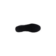 Ea7 Baskets homme noires en polyamide, à enfiler, avec semelle en caoutchouc noir à motif côtelé texturé (vue arrière).