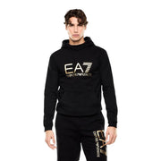 Ensemble sweat à capuche et pantalon de jogging noir en coton Emporio Armani ea7 avec logo doré, collection automne-hiver homme