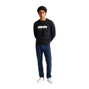 Ea7 Sweat-shirt homme en coton noir, coupe classique, avec logo ea7 blanc et gris sur la poitrine