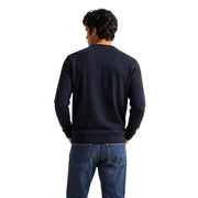 Ea7 Sweat-shirt homme bleu marine en coton, col rond, coupe classique, idéal pour une tenue décontractée